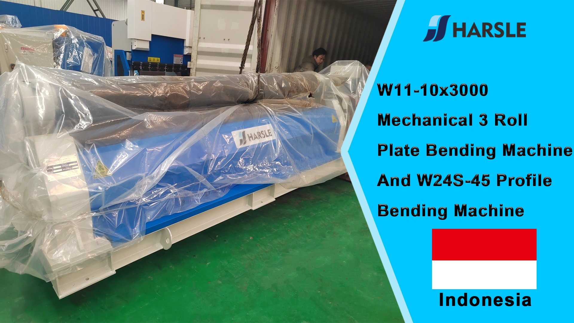 Indonesië-W11-10x3000 Mechanische buigmachine met 3 rollen en W24S-45 profielbuigmachine