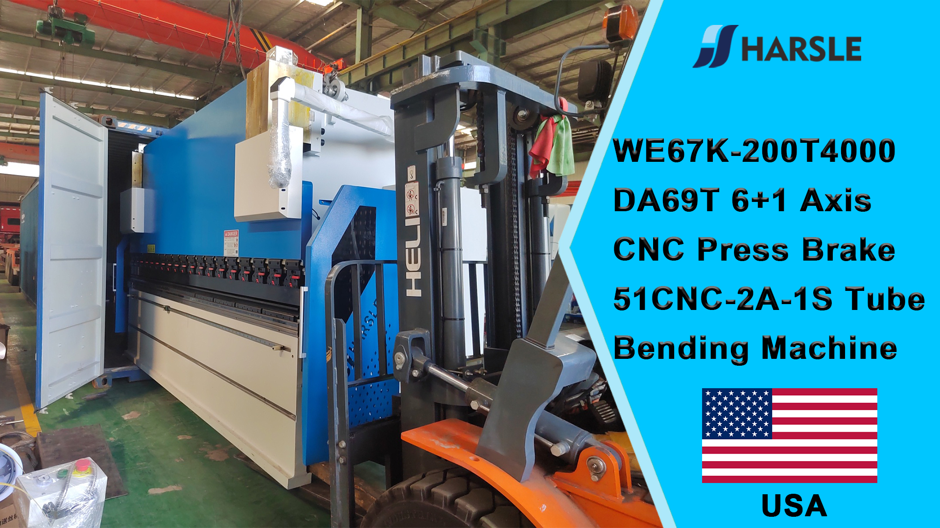 USA-WE67K-200T4000 DA69T 6 + 1 Axis CNC kantbank 51CNC-2A-1S buisbuigmachine