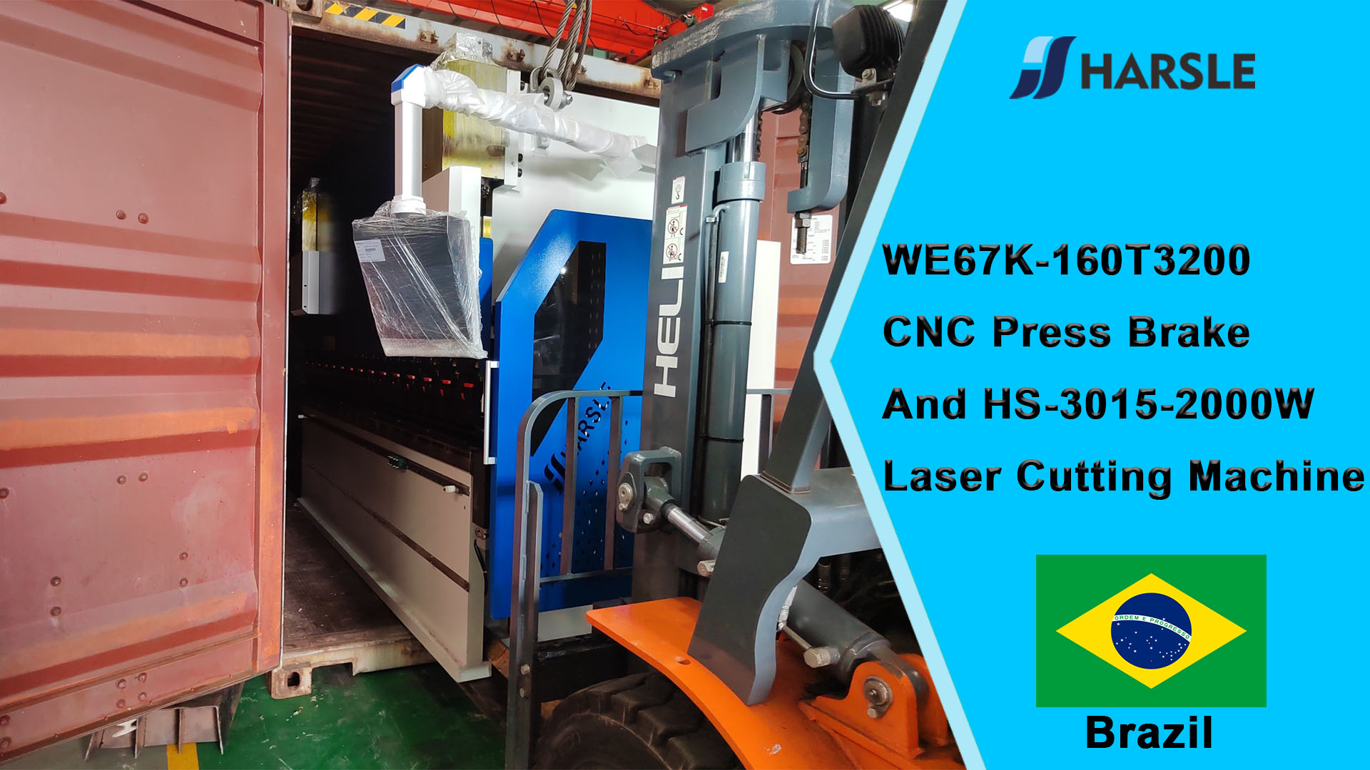 Brazilië-WE67K-160T3200 CNC kantpers en HS-3015-2000W lasersnijmachine