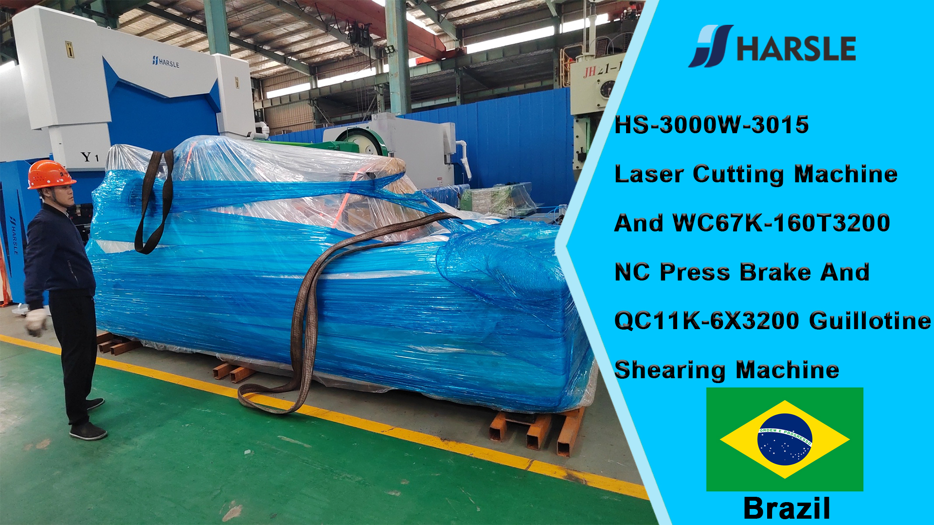 Brazilië-HS-3000W-3015 lasersnijmachine en WC67K-160T3200 NC kantbank en QC11K-6X3200 guillotineschaar