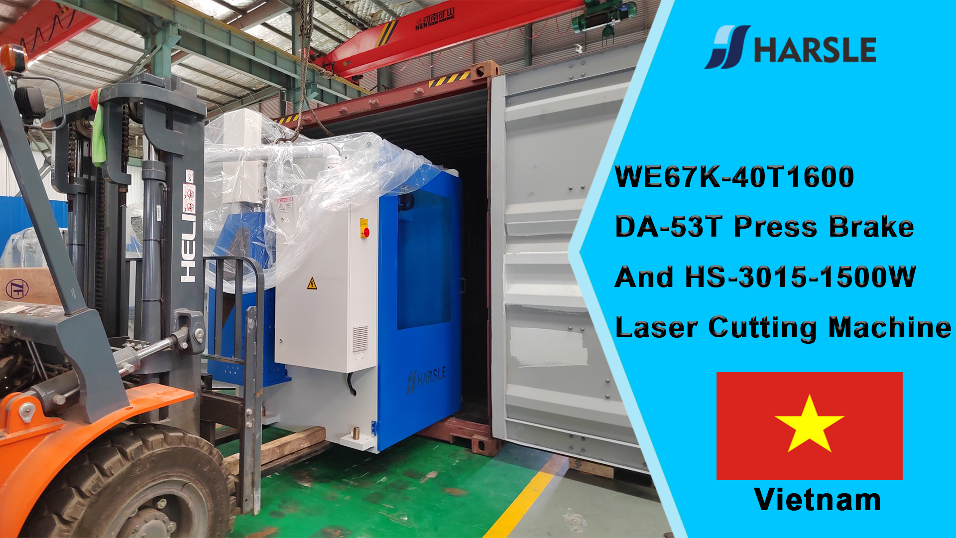 Vietnam-WE67K-40T1600 DA-53T kantpers en HS-3015-1500W lasersnijmachine