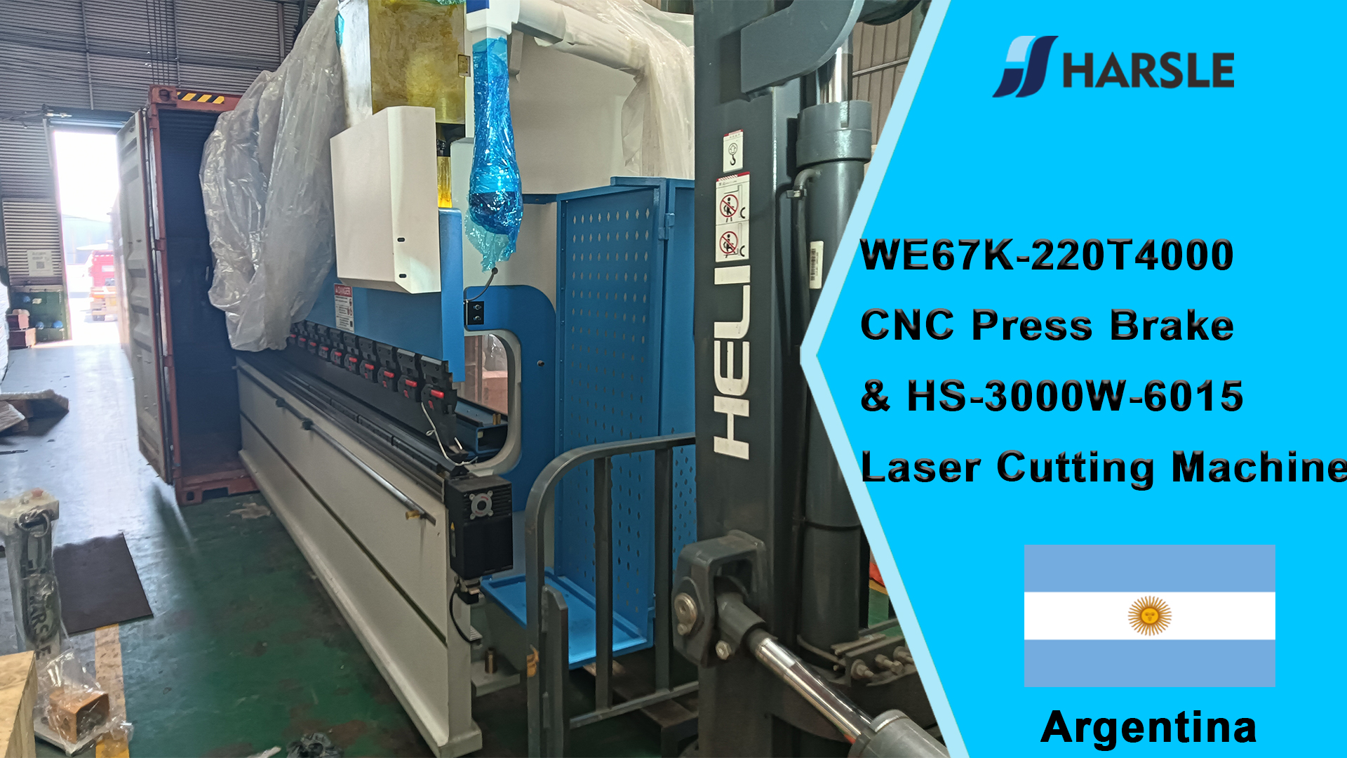 Argentinië-WE67K-220T4000 CNC kantbank en HS-3000W-6015 lasersnijmachine