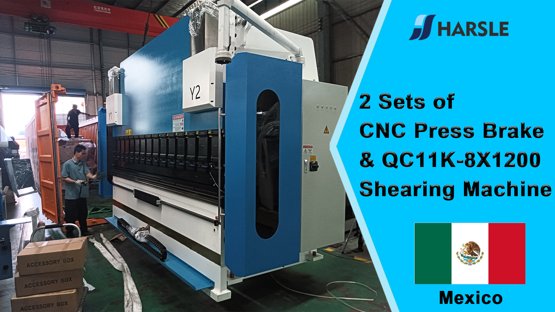 Mexico-2 sets CNC-afkantpers en QC11K-8X1200 knipmachine