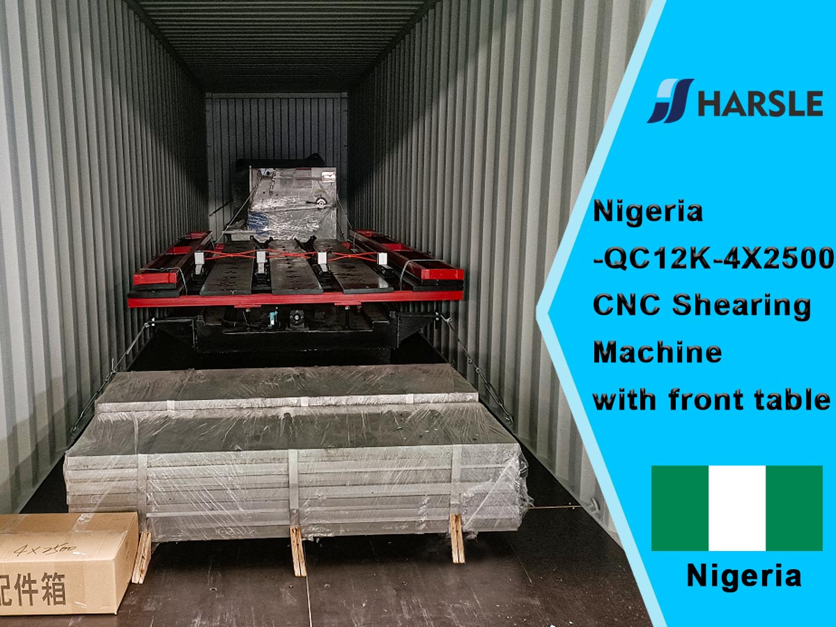 Nigeria-QC12K-4x2500 CNC Shearing Machine met voorste tafel