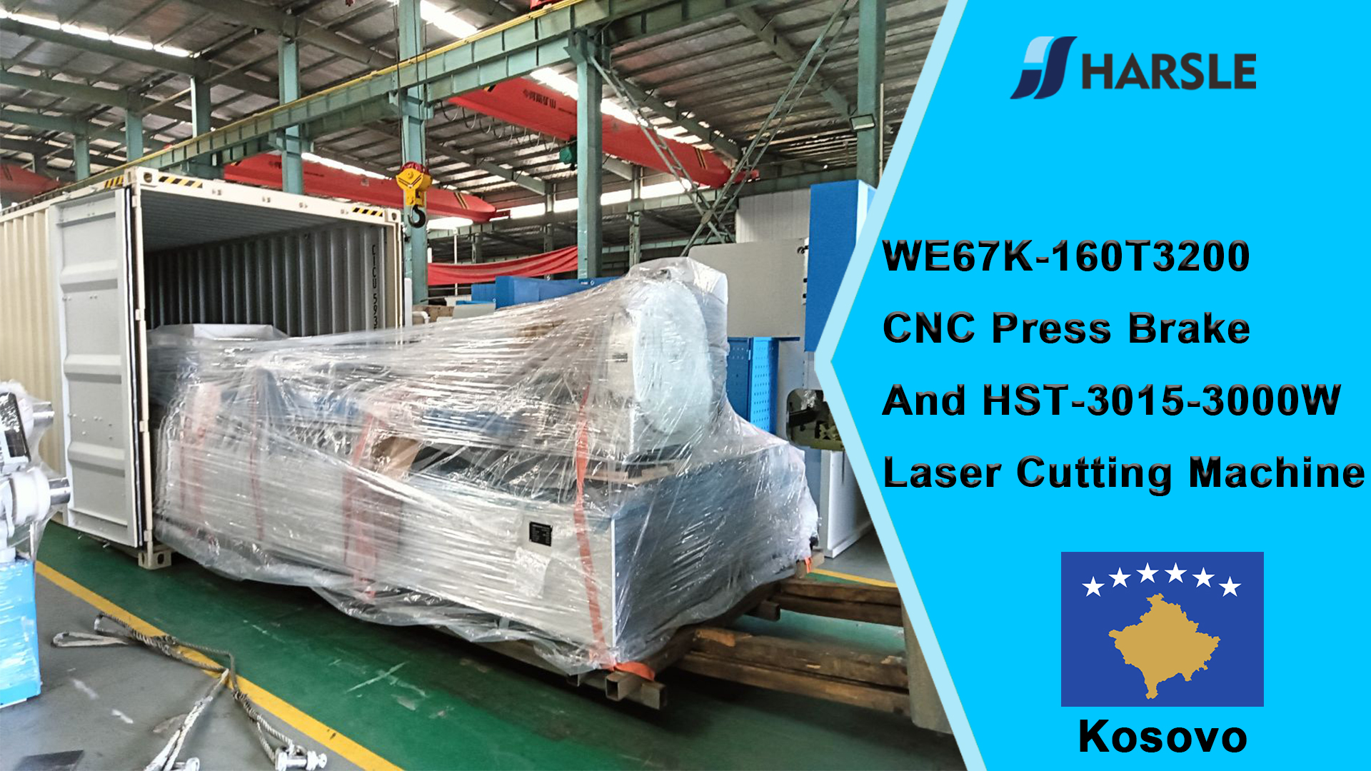 Kosovo-WE67K-160T3200 CNC kantbank en HST-3015-3000W lasersnijmachine